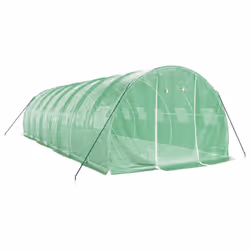 vidaXL Greenhouse Plant House with Steel Frame Polytunnel Greenhouse White - green, 8 x 3 x 2 m - Additional view 2