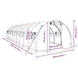 vidaXL Greenhouse Plant House with Steel Frame Polytunnel Greenhouse White - green, 10 x 3 x 2 m - Additional view 3