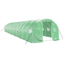 vidaXL Greenhouse Plant House with Steel Frame Polytunnel Greenhouse White - green, 14 x 3 x 2 m