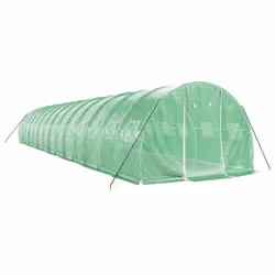 vidaXL Greenhouse Plant House with Steel Frame Polytunnel Greenhouse White - green, 14 x 3 x 2 m
