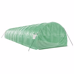 vidaXL Greenhouse Plant House with Steel Frame Polytunnel Greenhouse White - green, 14 x 3 x 2 m - Additional view 5