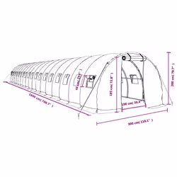 vidaXL Greenhouse Plant House with Steel Frame Polytunnel Greenhouse White - green, 18 x 3 x 2 m - Additional view 3