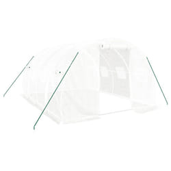 vidaXL Greenhouse Plant House with Steel Frame Polytunnel Greenhouse White - white, 4 x 3 x 2 m