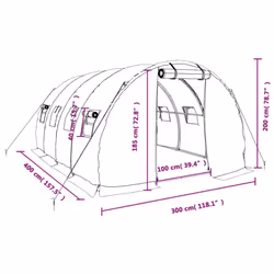 vidaXL Greenhouse Plant House with Steel Frame Polytunnel Greenhouse White - white, 4 x 3 x 2 m