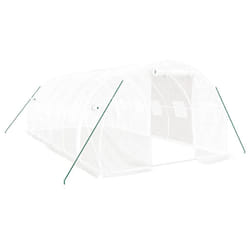 vidaXL Greenhouse Plant House with Steel Frame Polytunnel Greenhouse Green - white
