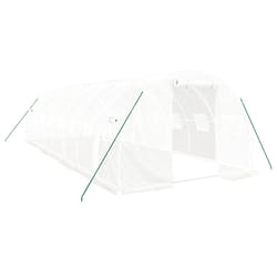 vidaXL Greenhouse Plant House with Steel Frame Polytunnel Greenhouse White - white, 8 x 3 x 2 m