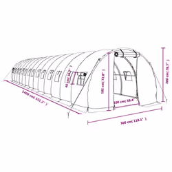 vidaXL Greenhouse Plant House with Steel Frame Polytunnel Greenhouse White - white, 14 x 3 x 2 m - Additional view 3