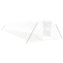 vidaXL Greenhouse Plant House with Steel Frame Polytunnel Greenhouse White - white, 16 x 3 x 2 m