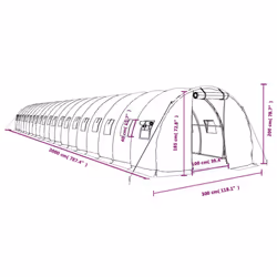 vidaXL Greenhouse Plant House with Steel Frame Polytunnel Greenhouse White - white, 20 x 3 x 2 m - Additional view 3