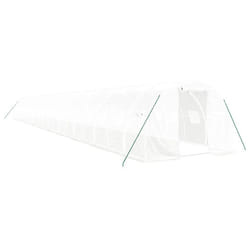vidaXL Greenhouse Plant House with Steel Frame Polytunnel Greenhouse White - white, 22 x 3 x 2 m