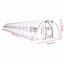 vidaXL Greenhouse Plant House with Steel Frame Polytunnel Greenhouse White - white, 22 x 3 x 2 m