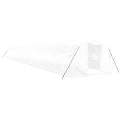 vidaXL Greenhouse Plant House with Steel Frame Polytunnel Greenhouse White - white, 24 x 3 x 2 m
