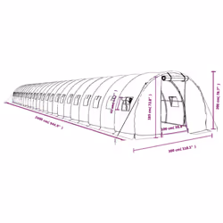 vidaXL Greenhouse Plant House with Steel Frame Polytunnel Greenhouse White - white, 24 x 3 x 2 m