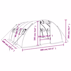 vidaXL Greenhouse Plant House with Steel Frame Polytunnel Greenhouse White - green, 4 x 4 x 2 m