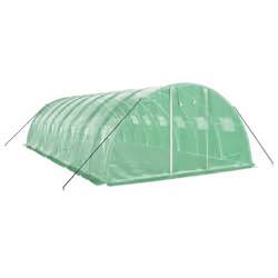vidaXL Greenhouse Plant House with Steel Frame Polytunnel Greenhouse White - green, 8 x 4 x 2 m - Additional view 2