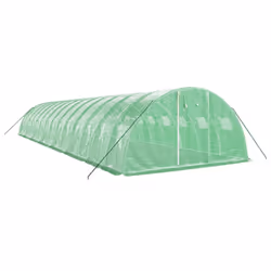 vidaXL Greenhouse Plant House with Steel Frame Polytunnel Greenhouse White - green, 14 x 4 x 2 m