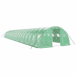 vidaXL Greenhouse Plant House with Steel Frame Polytunnel Greenhouse White - green, 20 x 4 x 2 m