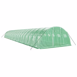 vidaXL Greenhouse Plant House with Steel Frame Polytunnel Greenhouse White - green, 20 x 4 x 2 m