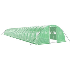 vidaXL Greenhouse Plant House with Steel Frame Polytunnel Greenhouse White - green, 22 x 4 x 2 m