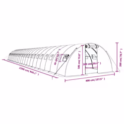 vidaXL Greenhouse Plant House with Steel Frame Polytunnel Greenhouse White - green, 22 x 4 x 2 m - Additional view 3