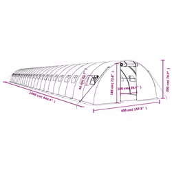 vidaXL Greenhouse Plant House with Steel Frame Polytunnel Greenhouse White - green, 24 x 4 x 2 m - Additional view 3