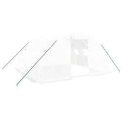 vidaXL Greenhouse Plant House with Steel Frame Polytunnel Greenhouse White - white, 4 x 4 x 2 m