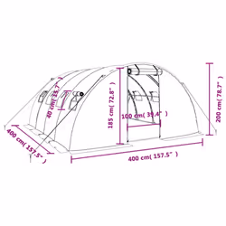 vidaXL Greenhouse Plant House with Steel Frame Polytunnel Greenhouse White - white, 4 x 4 x 2 m