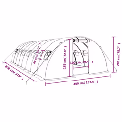 vidaXL Greenhouse Plant House with Steel Frame Polytunnel Greenhouse White - white, 8 x 4 x 2 m - Additional view 3