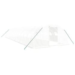 vidaXL Greenhouse Plant House with Steel Frame Polytunnel Greenhouse White - white, 14 x 4 x 2 m