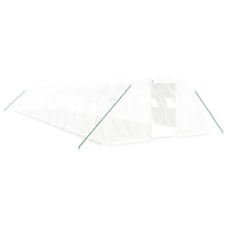 vidaXL Greenhouse Plant House with Steel Frame Polytunnel Greenhouse White - white, 16 x 4 x 2 m
