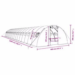 vidaXL Greenhouse Plant House with Steel Frame Polytunnel Greenhouse White - white, 18 x 4 x 2 m