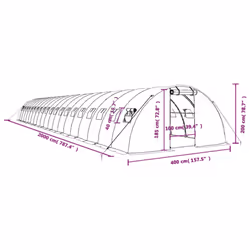 vidaXL Greenhouse Plant House with Steel Frame Polytunnel Greenhouse White - white, 20 x 4 x 2 m - Additional view 3