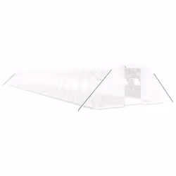 vidaXL Greenhouse Plant House with Steel Frame Polytunnel Greenhouse White - white, 24 x 4 x 2 m