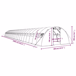 vidaXL Greenhouse Plant House with Steel Frame Polytunnel Greenhouse White - white, 24 x 4 x 2 m