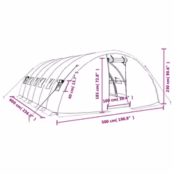 vidaXL Greenhouse Plant House with Steel Frame Polytunnel Greenhouse Green - green, 6 x 5 x 2.3 m