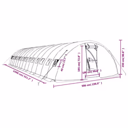 vidaXL Greenhouse Plant House with Steel Frame Polytunnel Greenhouse Green - green, 14 x 5 x 2.3 m
