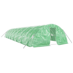 vidaXL Greenhouse Plant House with Steel Frame Polytunnel Greenhouse Green - green, 16 x 5 x 2.3 m
