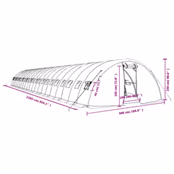 vidaXL Greenhouse Plant House with Steel Frame Polytunnel Greenhouse Green - green, 22 x 5 x 2.3 m - Additional view 3