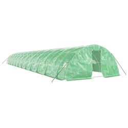 vidaXL Greenhouse Plant House with Steel Frame Polytunnel Greenhouse Green - green, 24 x 5 x 2.3 m