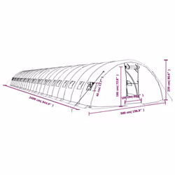 vidaXL Greenhouse Plant House with Steel Frame Polytunnel Greenhouse Green - green, 24 x 5 x 2.3 m