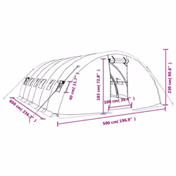 vidaXL Greenhouse Plant House with Steel Frame Polytunnel Greenhouse Green - white, 6 x 5 x 2.3 m - Additional view 3