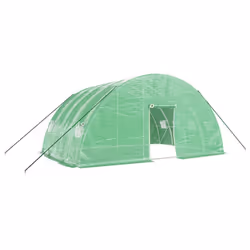vidaXL Greenhouse Plant House with Steel Frame Polytunnel Greenhouse Green - green, 6 x 4 x 2.85 m