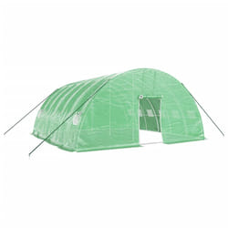 vidaXL Greenhouse Plant House with Steel Frame Polytunnel Greenhouse Green - 6 x 6 x 2.85 m