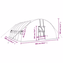 vidaXL Greenhouse Plant House with Steel Frame Polytunnel Greenhouse Green - 6 x 6 x 2.85 m - Additional view 3