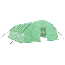 vidaXL Greenhouse Plant House with Steel Frame Polytunnel Greenhouse Green - green, 8 x 6 x 2.85 m