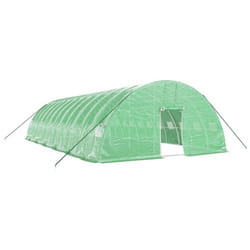 vidaXL Greenhouse Plant House with Steel Frame Polytunnel Greenhouse Green - green, 12 x 6 x 2.85 m
