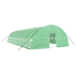 vidaXL Greenhouse Plant House with Steel Frame Polytunnel Greenhouse Green - 14 x 6 x 2.85 m