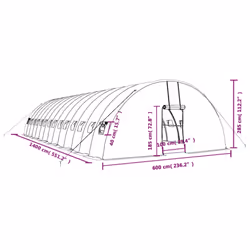 vidaXL Greenhouse Plant House with Steel Frame Polytunnel Greenhouse Green - 14 x 6 x 2.85 m