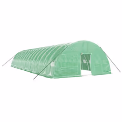 vidaXL Greenhouse Plant House with Steel Frame Polytunnel Greenhouse Green - green, 16 x 6 x 2.85 m