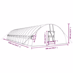 vidaXL Greenhouse Plant House with Steel Frame Polytunnel Greenhouse Green - green, 16 x 6 x 2.85 m
